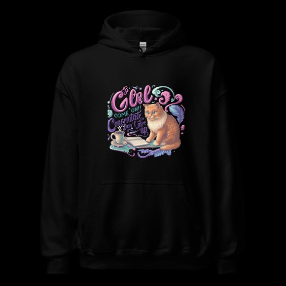 Unique Cat and Coffee Hoodie for Girls – Stay Focused and Motivated! - Picture 2 of 2
